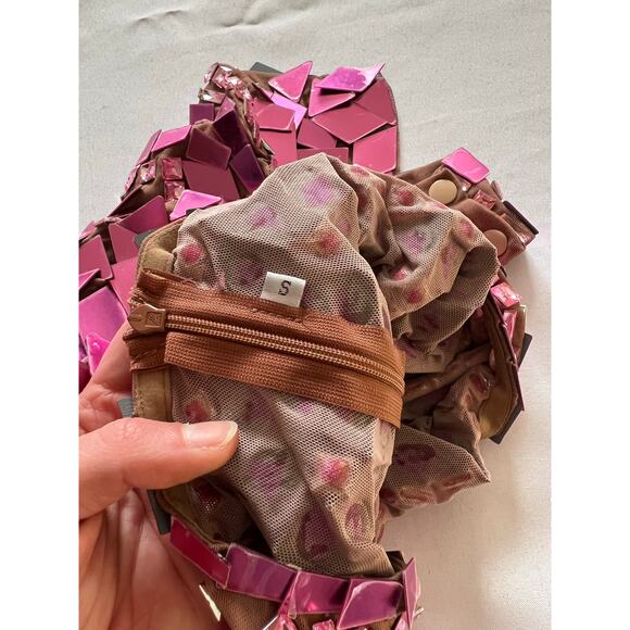 Grisha Acrylic Mirror Cutout Mini Dress Sz Small Pink Festival Rave Love Island - Picture 10 of 14